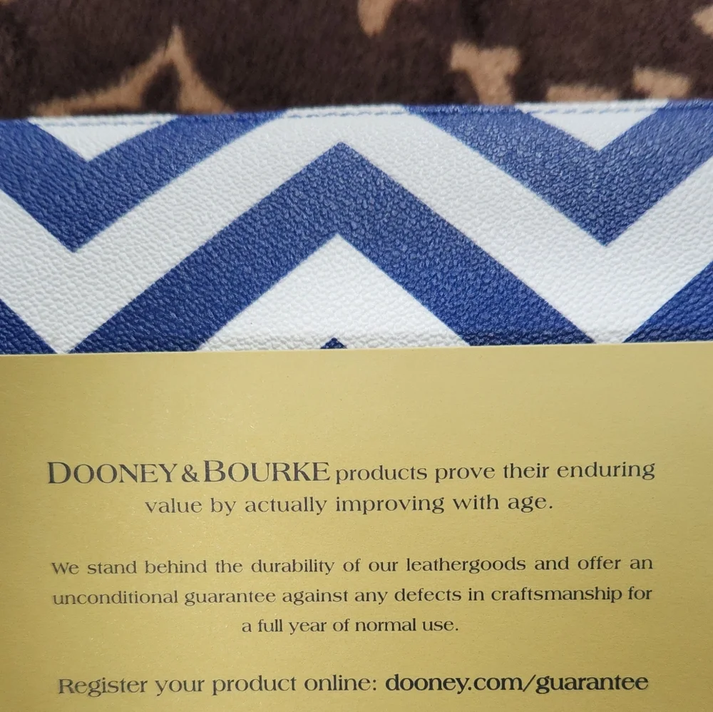Dooney & Bourke Chevron Wristlet in Blue and White